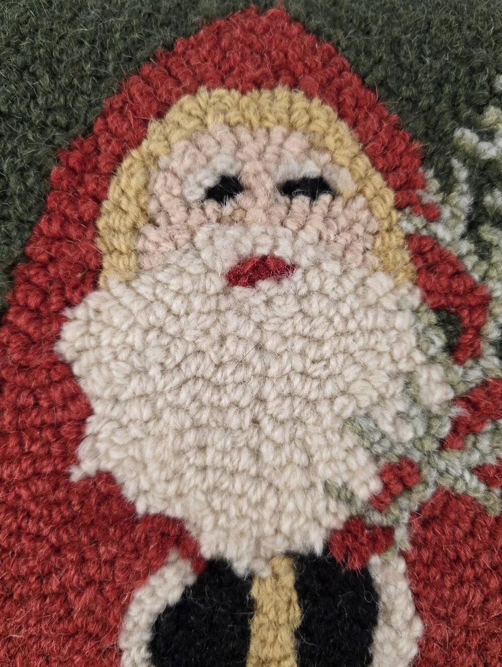Chandler 4 Corners Laura Megroz Hooked Wool Santa Christmas Pillow Cover 18x18